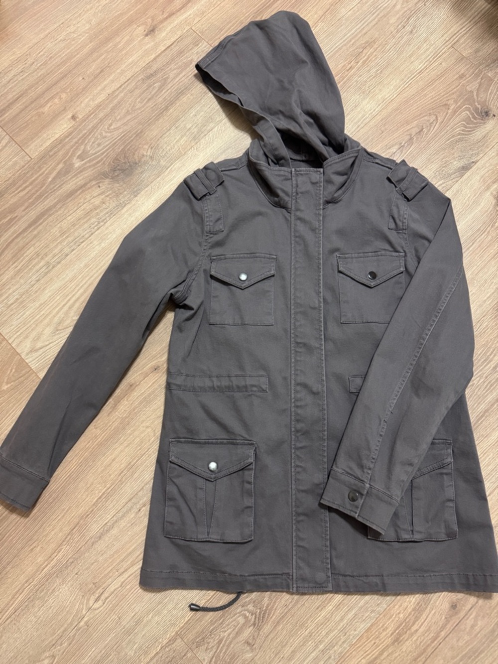 Market & Spruce Casual Hooded Jacket in Charcoal